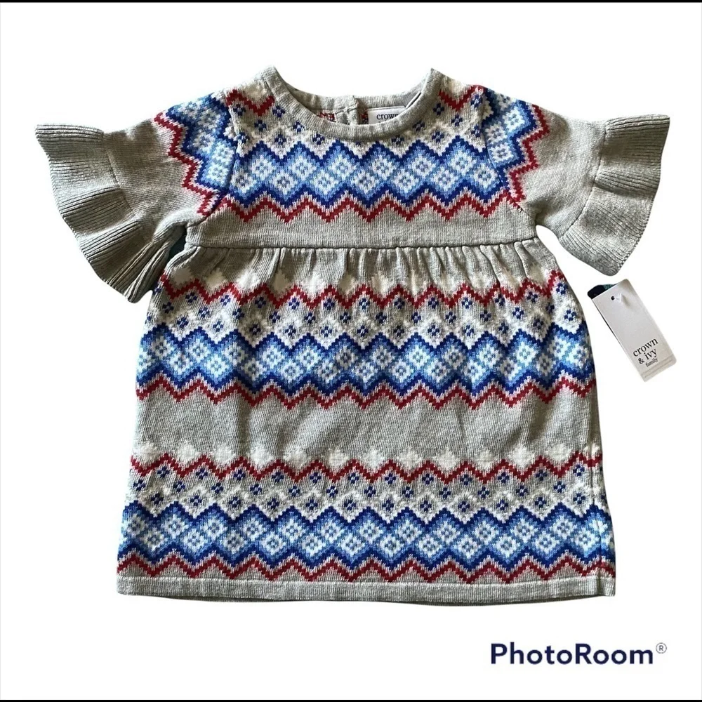 NWT-CROWN AND IVY-SWEATER DRESS WITH TIGHTS-18 MONTHS